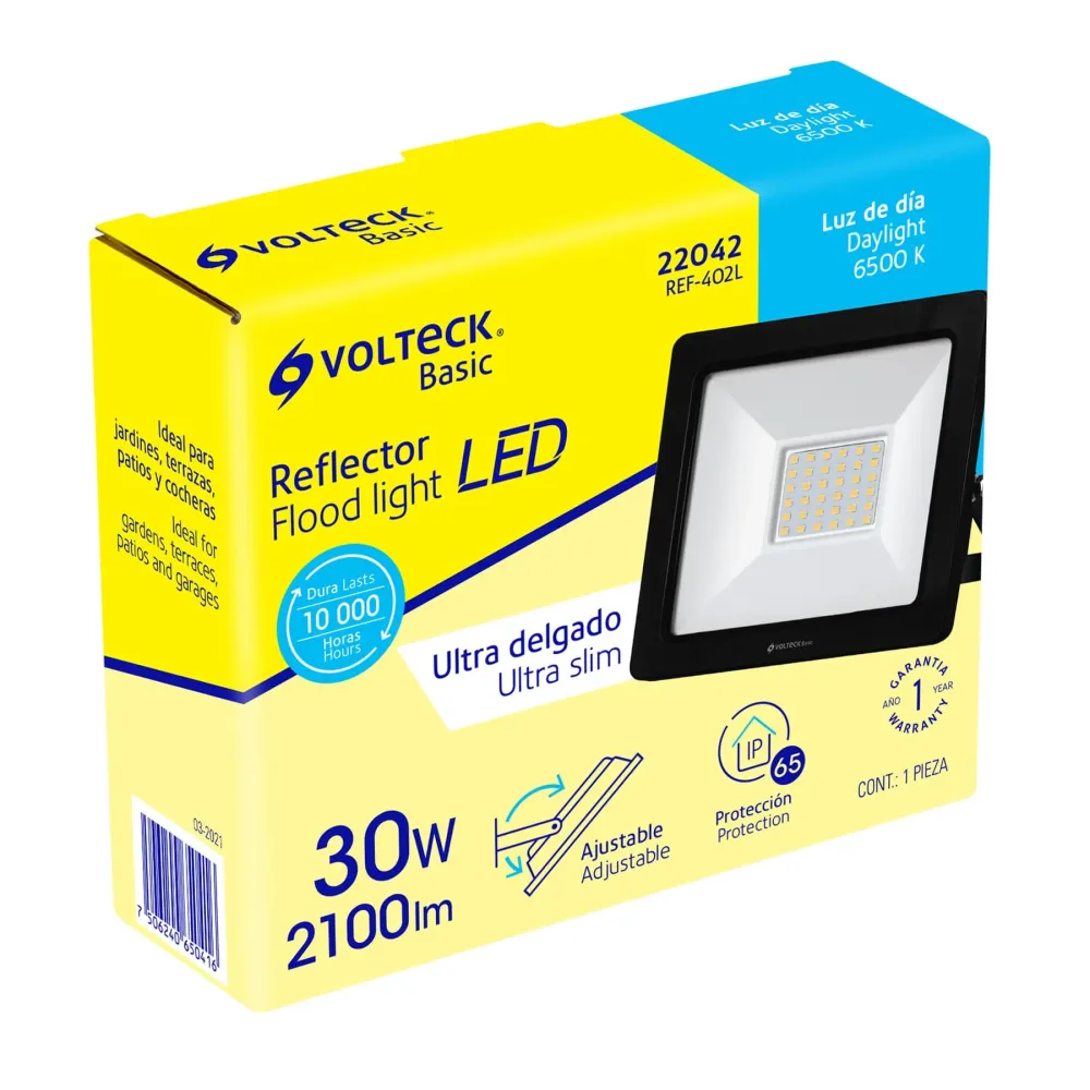 Reflector LED Ultra Delgado Volteck Luz de Dia 30 Watts