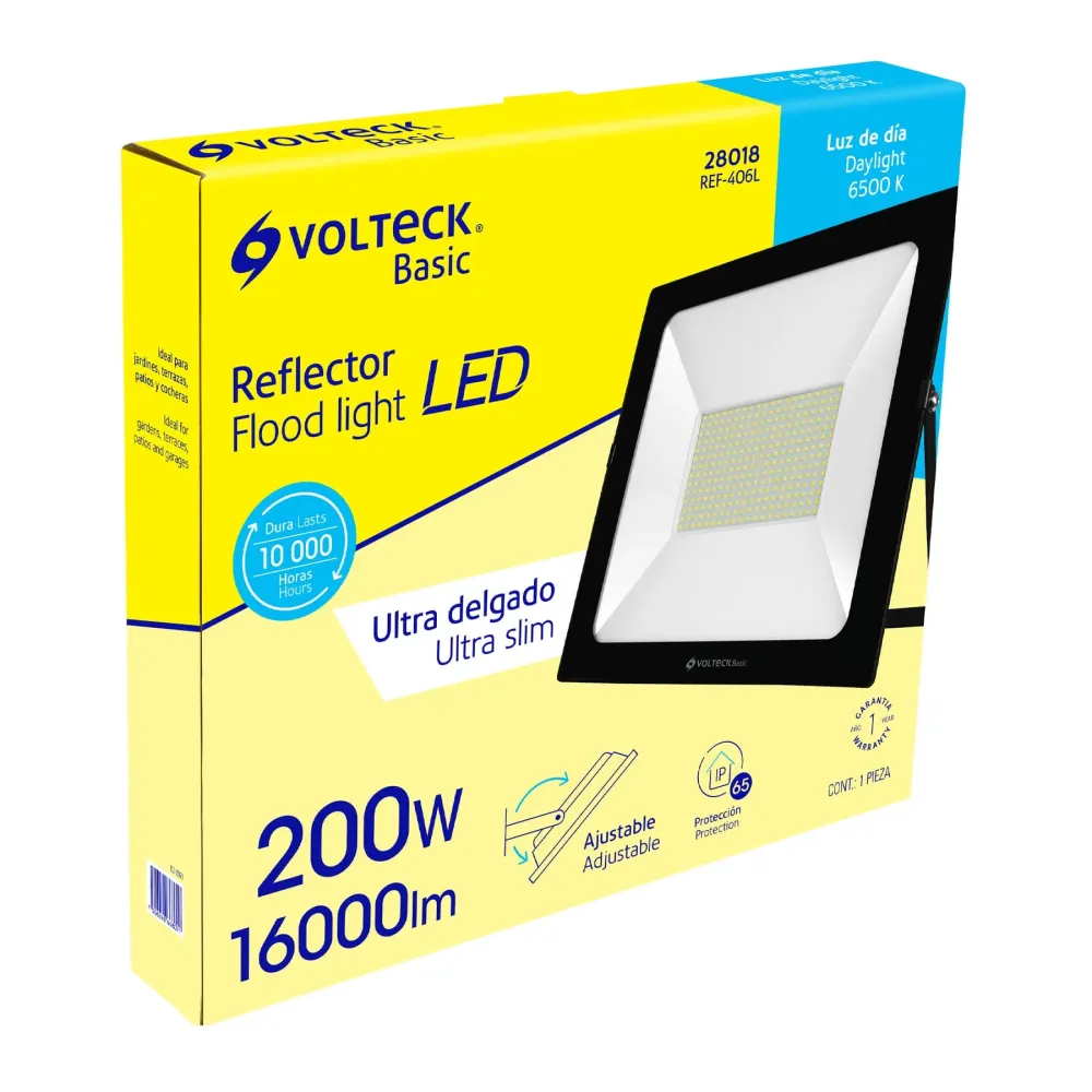Reflector LED Ultra Delgado Volteck Luz de Dia 200 Watts