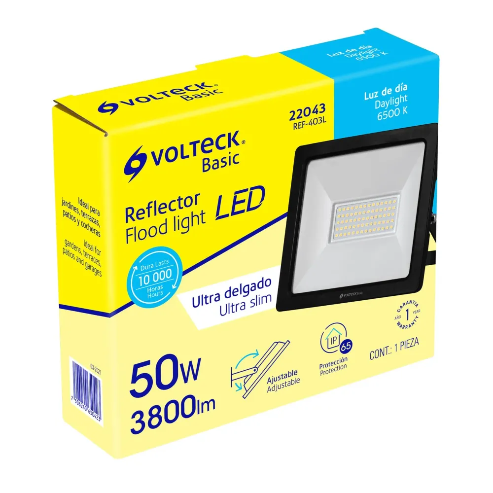 Reflector LED Ultra Delgado Volteck Luz de Dia 50 Watts