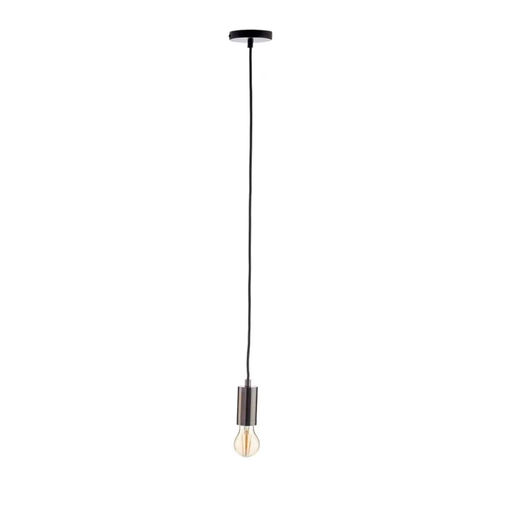 Well Home Candeeiro suspenso de metal Cor preta Design minimalista Ø10x94,5cm