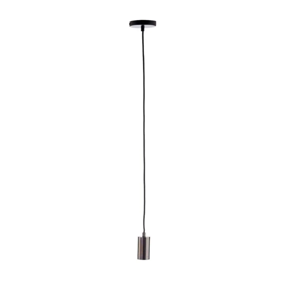 Well Home Candeeiro suspenso de metal Cor preta Design minimalista Ø10x94,5cm