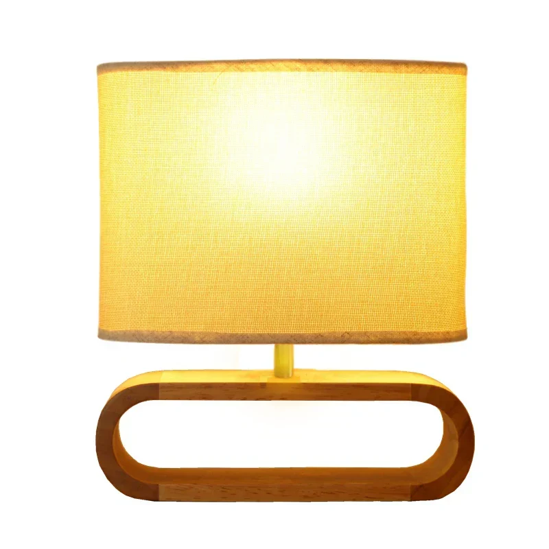 WoodLuxe – Candeeiro de Mesa com Base de Madeira para Quarto e Sala de Estar