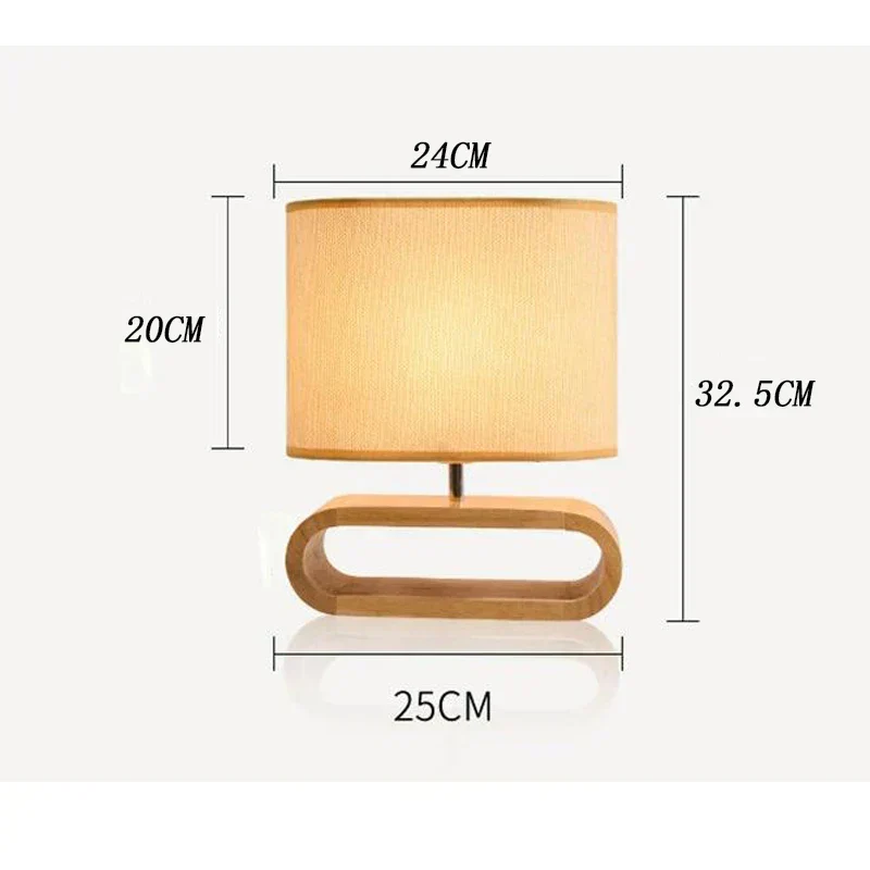 WoodLuxe – Candeeiro de Mesa com Base de Madeira para Quarto e Sala de Estar