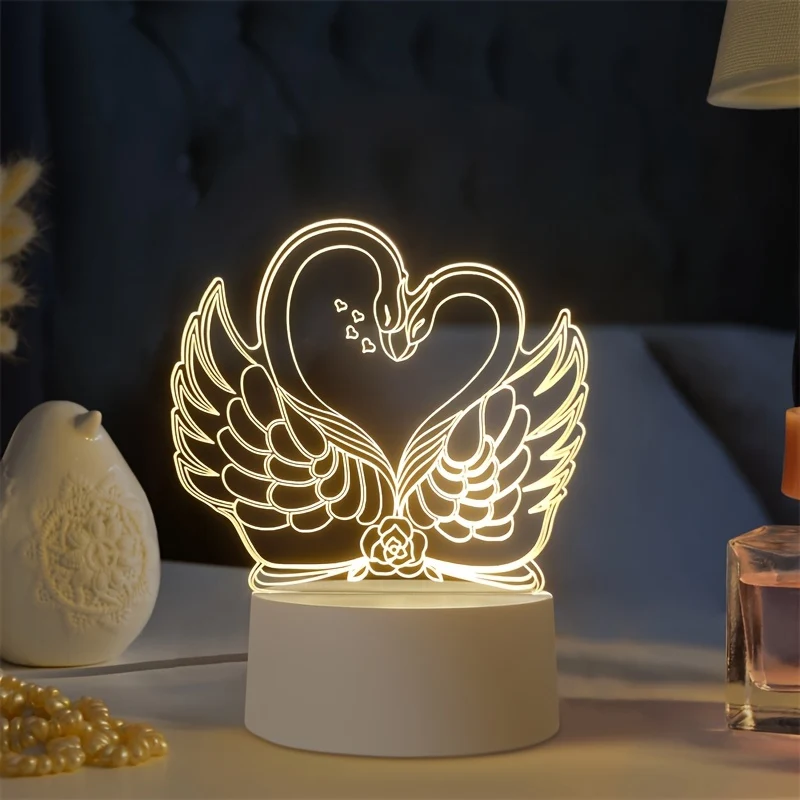 ZwaanLicht - Candeeiro de Mesa LED 3D Alimentado por USB com Estrutura de Acrílico