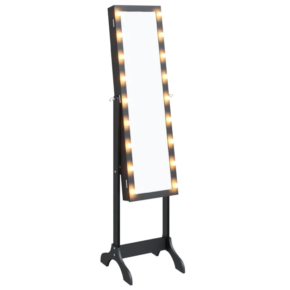Iluminação Decorativa Premium Espelho de pé com luzes LED 34x37x146 cm preto