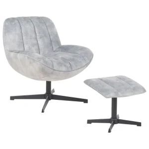 Chair Footstool LIA Footstool Tecido macio Light Grey
