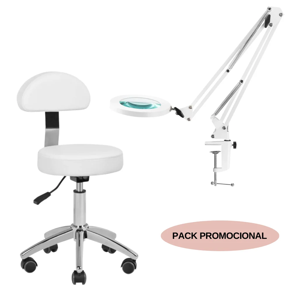 Kit de Iluminação Temática Completo LUPA LED GLOW BRANCA + BANCO COM ENCOSTO SIMPLES 304-P