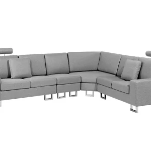 Left Hand Corner Fabric Sofa Light Grey STOCKHOLM com Lâmpada de Filamento