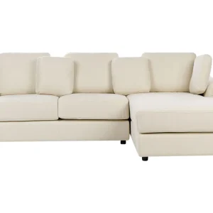 Left Hand Fabric Corner Sofa Light Tom neutro KOHLO em Vidro Opalino