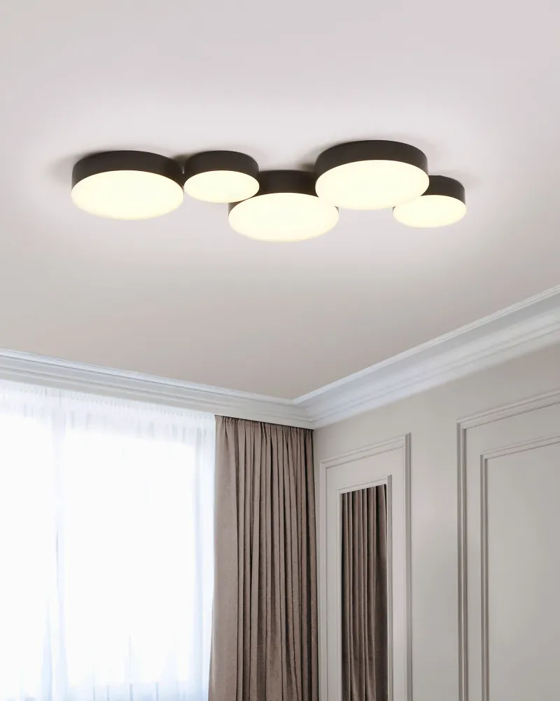 Luminária de Chão 5 Light Metálico LED Ceiling Lamp Black LUGA