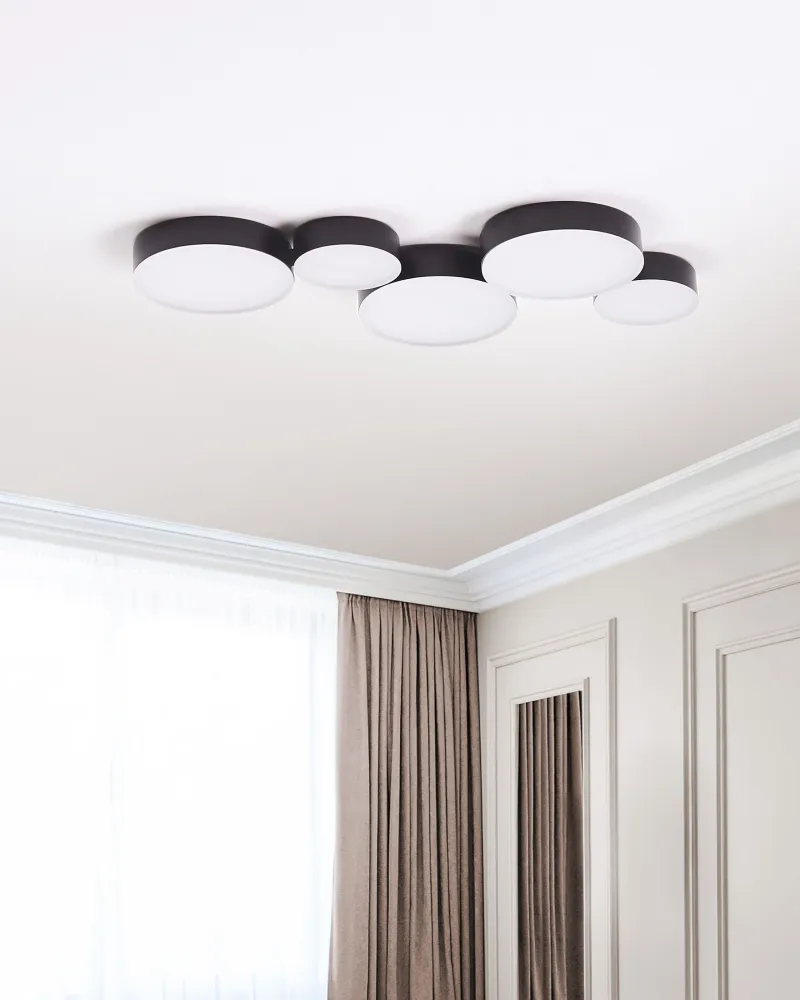 Luminária de Chão 5 Light Metálico LED Ceiling Lamp Black LUGA