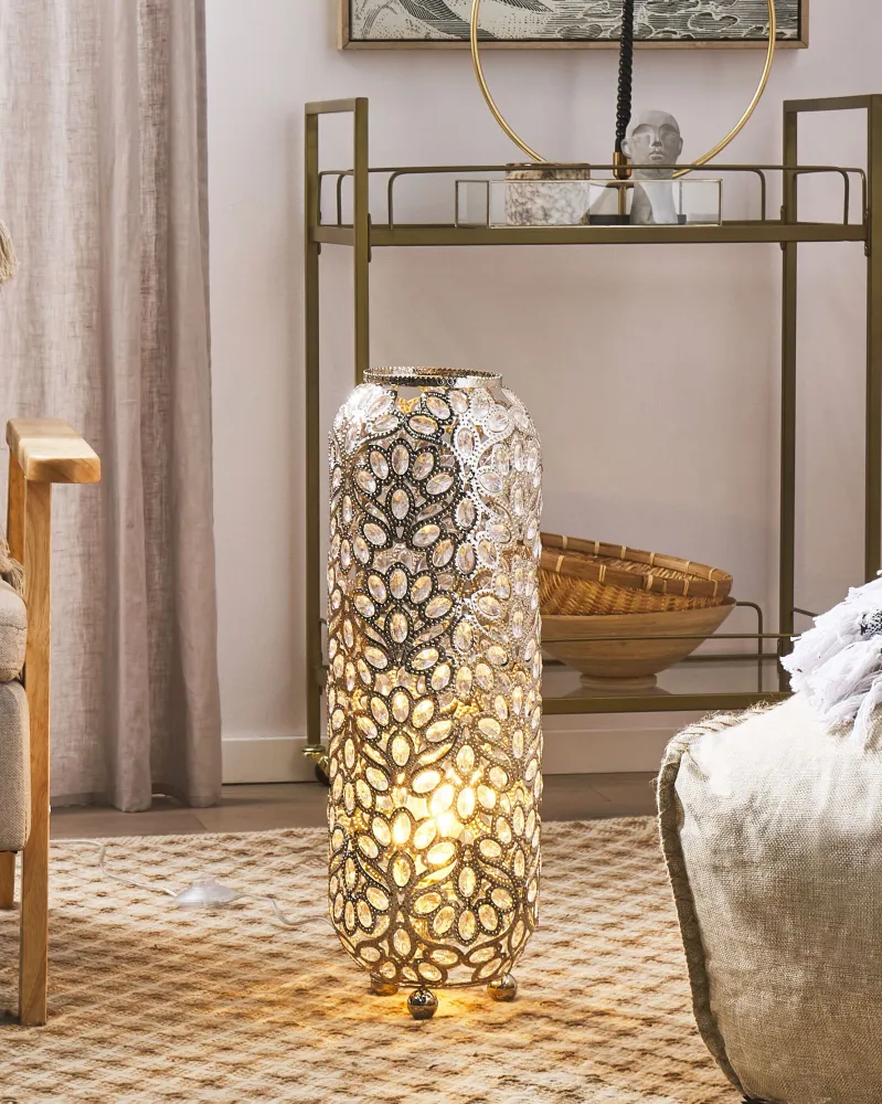 Moroccan Lantern Standing Lamp Prateado VOLTA