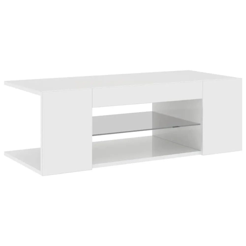 Móvel de TV com luzes LED 90x39x30 cm branco reluzente
