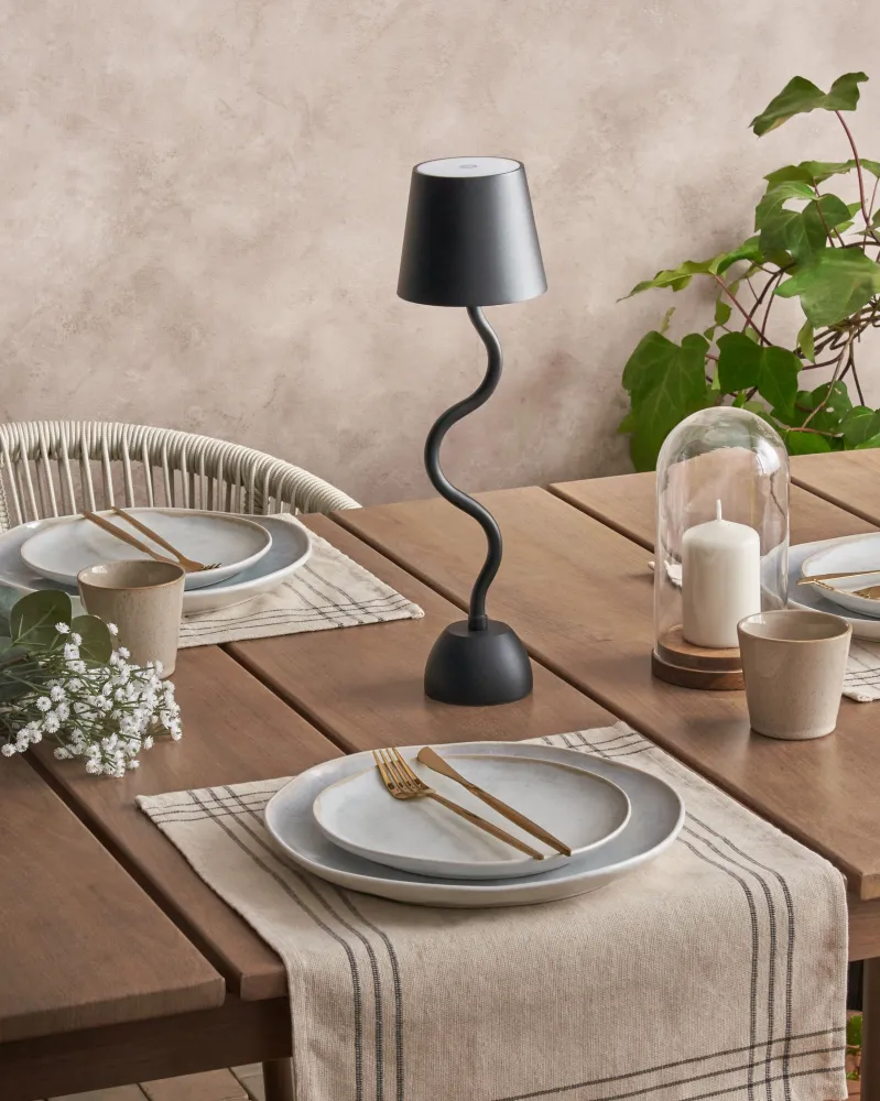 Bulbo de Vidro Fosco Wireless Metálico Table Lamp Black VOUGA