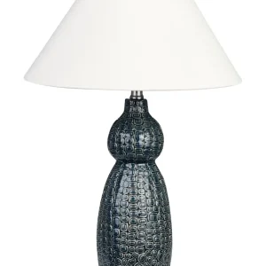 Ceramic Table Lamp Dark Anil and White MATINA