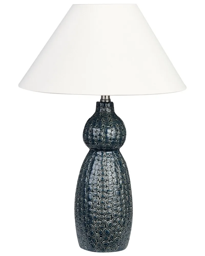 Ceramic Table Lamp Dark Anil and White MATINA