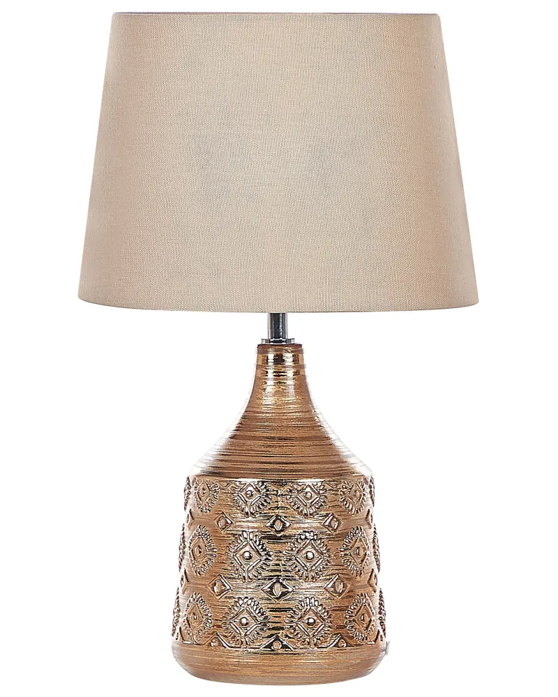 Ceramic Table Lamp Golden Brown WARI