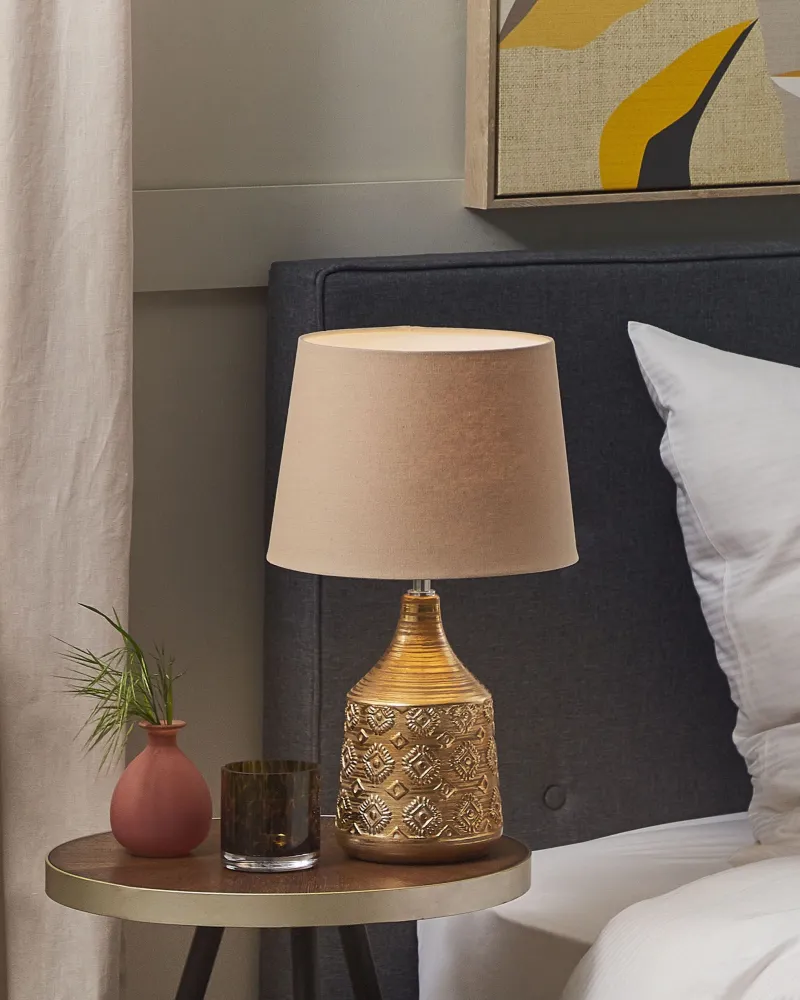 Ceramic Table Lamp Golden Brown WARI