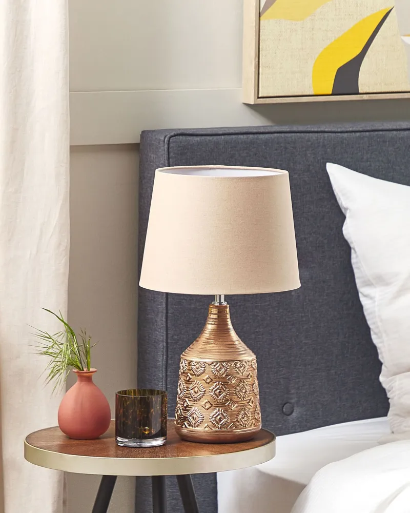 Ceramic Table Lamp Golden Brown WARI