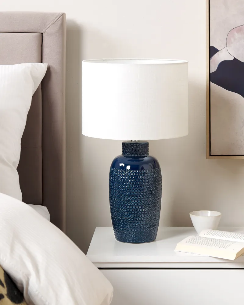 Ceramic Table Lamp Navy Blue PERLIS