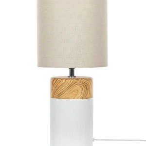 Cerâmica Table Lamp White and Light Wood ALZEYA