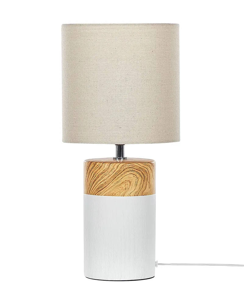 Cerâmica Table Lamp White and Light Wood ALZEYA