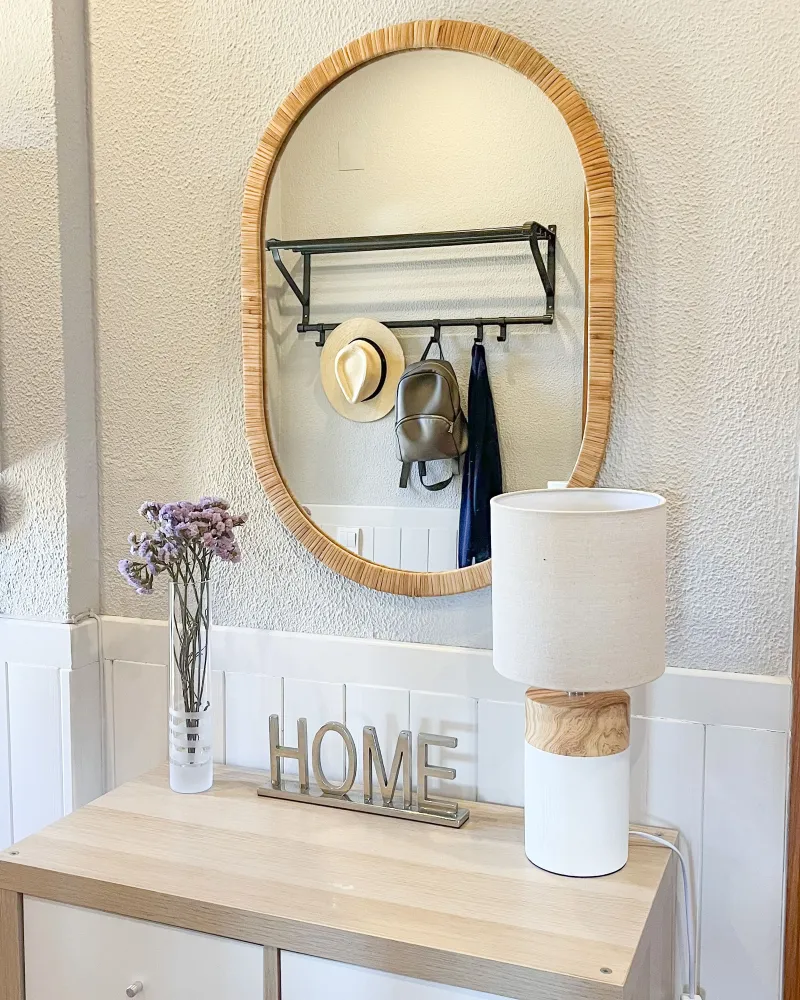 Cerâmica Table Lamp White and Light Wood ALZEYA