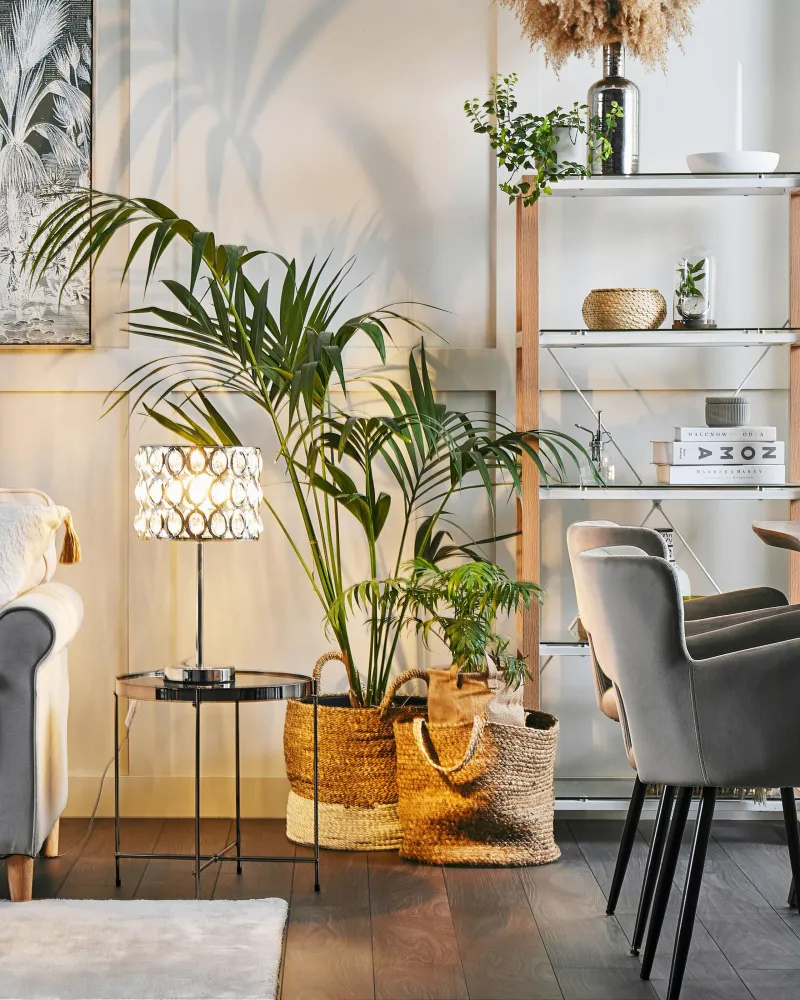 Design Moderno Candeeiro de mesa em metálico cromado e cristal de acrílico TENNA