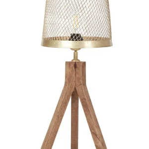 Mango Wood Table Lamp Dark and Latão BEKI
