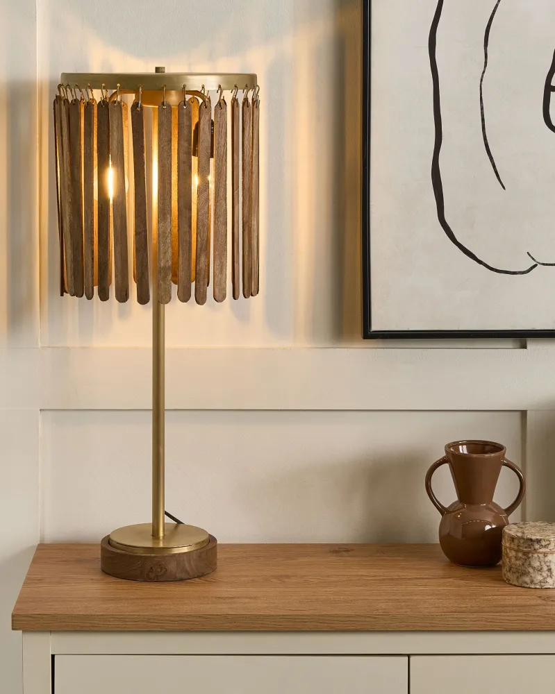 Mango Wood Table Lamp Dark and Latão SABARI