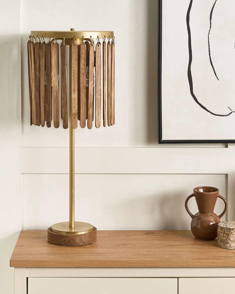 Mango Wood Table Lamp Dark and Latão SABARI