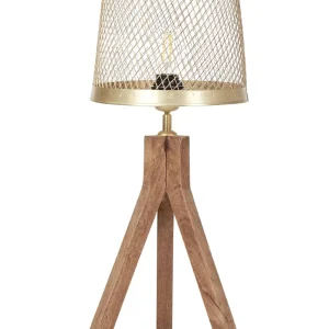 Mango Wood Table Lamp Dark and Latão BEKI