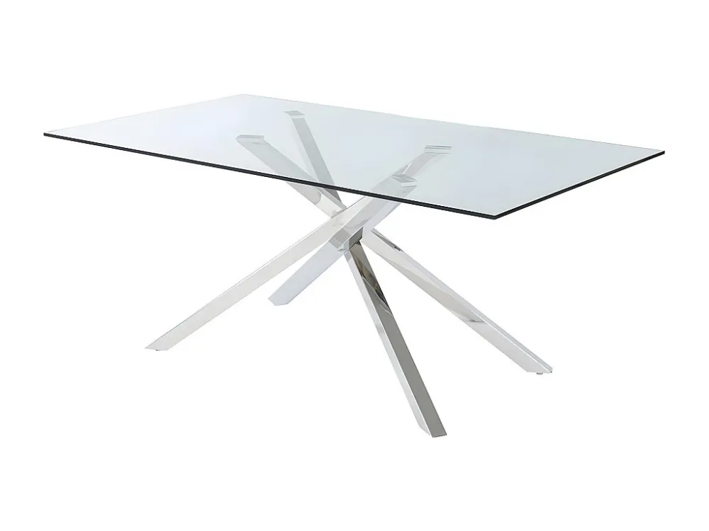 Mesa de jantar - Vidro temperado e pernas em ço GLENDA com Controle de Intensidade