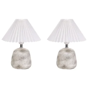 Set 2 Ceramic Table Lamps Marfim ZEYI E27 - 806 Lúmens