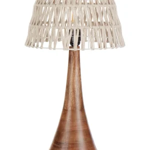 Smart Bulb Wi-Fi Mango Wood Table Lamp Bege claro PELLEJAS