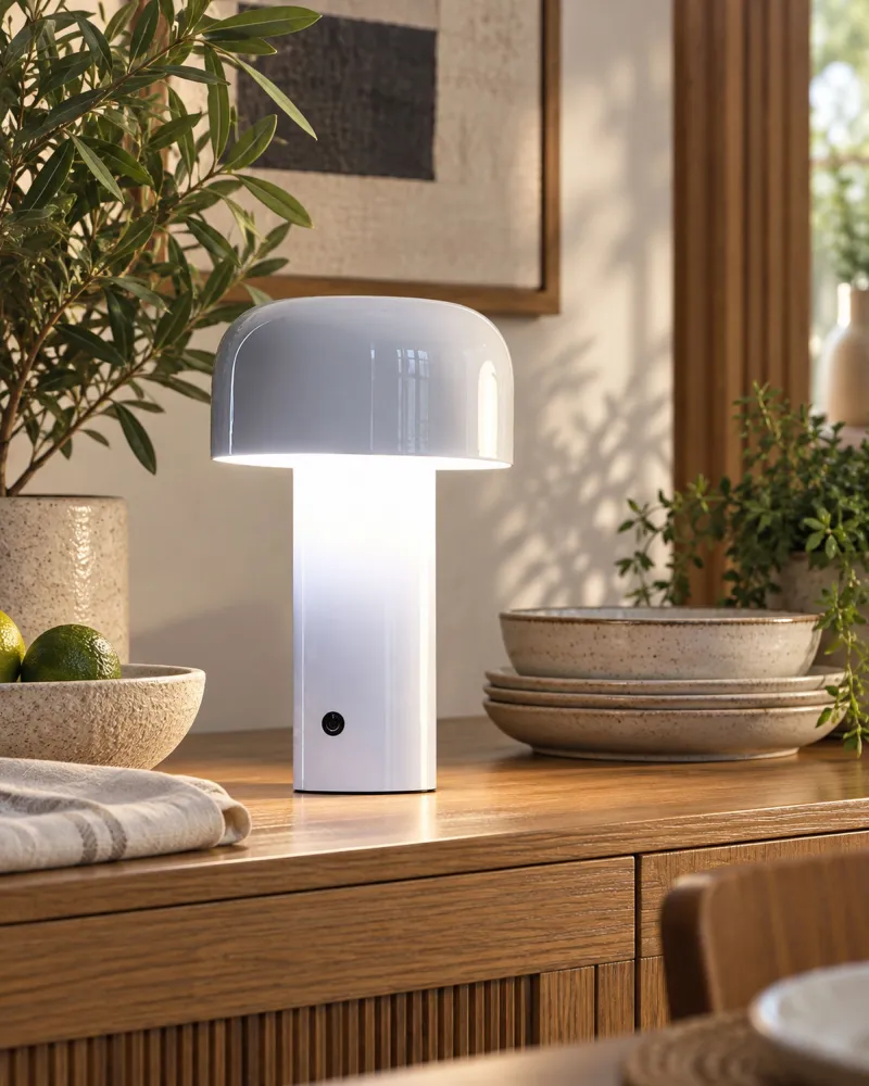 Wireless Metal Table Lamp White BESOS
