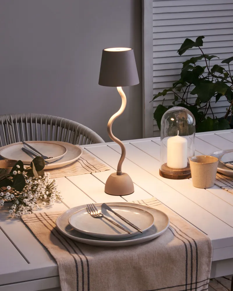 Wireless Metálico Table Lamp Beige VOUGA