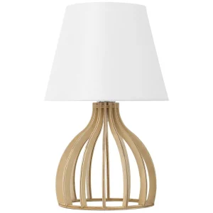 Wooden Table Lamp Light Wood and White AGUEDA