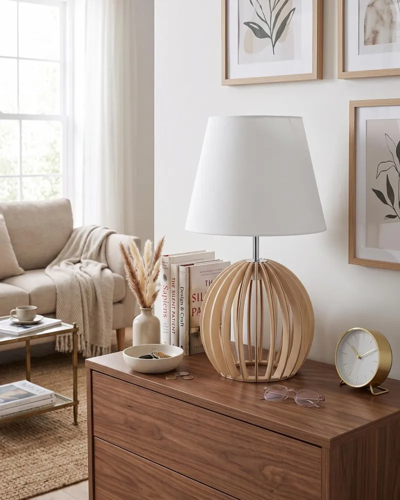 Wooden Table Lamp White SAMO