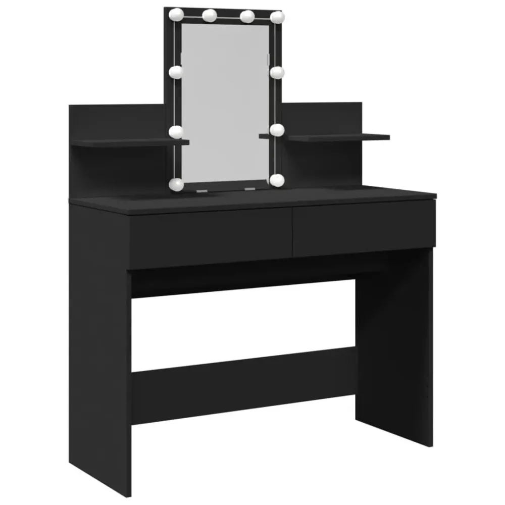 Alta Luminosidade Toucador com luzes LED 100x40x130 cm preto