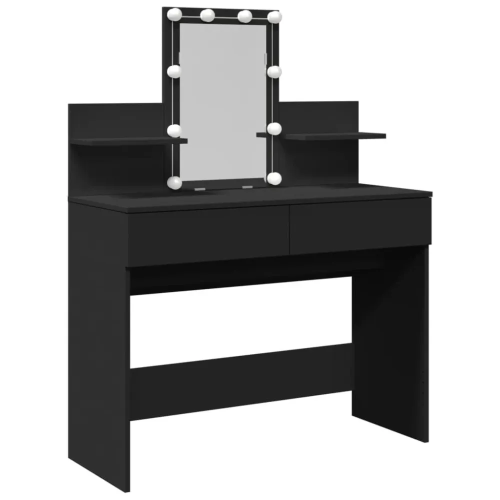 Alta Luminosidade Toucador com luzes LED 100x40x130 cm preto