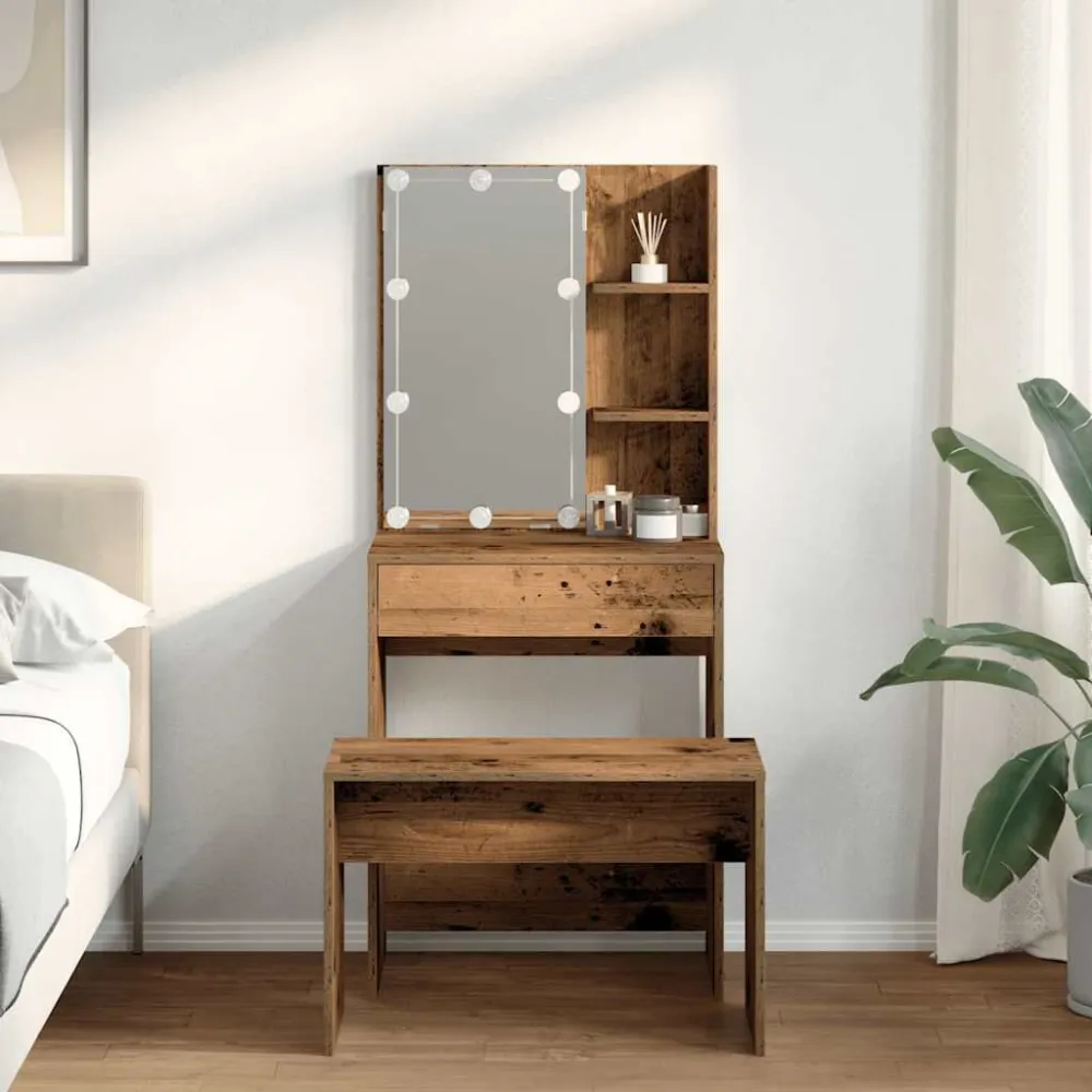 Conjunto toucador com luzes LED derivados madeira madeira velha Cor Branca Fria 6000K