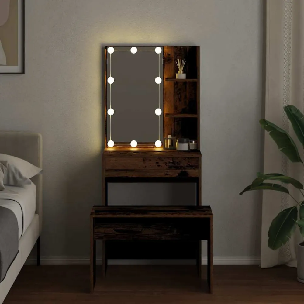 Conjunto toucador com luzes LED derivados madeira madeira velha Cor Branca Fria 6000K