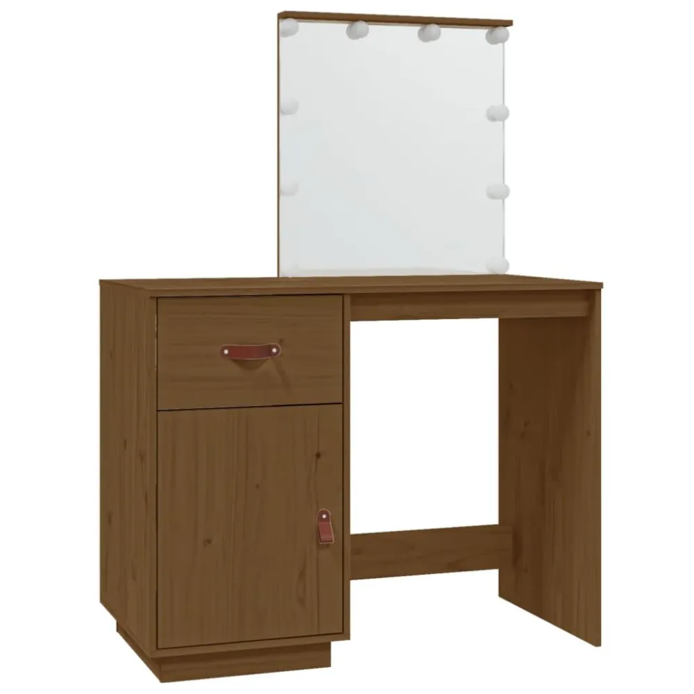 Lâmpada com Sensor Toucador com luzes LED 95x50x133,5 cm pinho maciço castanho mel