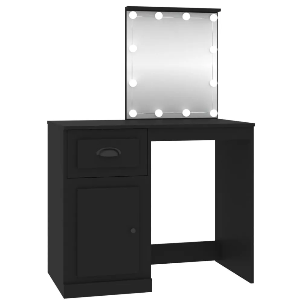 Projetor de Jardim Toucador com luz LED 90x50x132,5 cm derivados de madeira preto