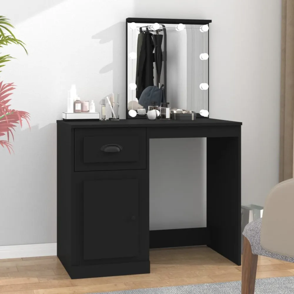 Projetor de Jardim Toucador com luz LED 90x50x132,5 cm derivados de madeira preto