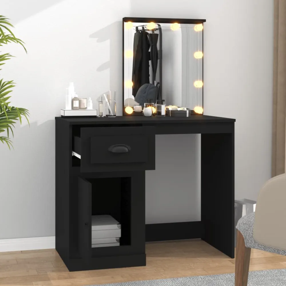 Projetor de Jardim Toucador com luz LED 90x50x132,5 cm derivados de madeira preto
