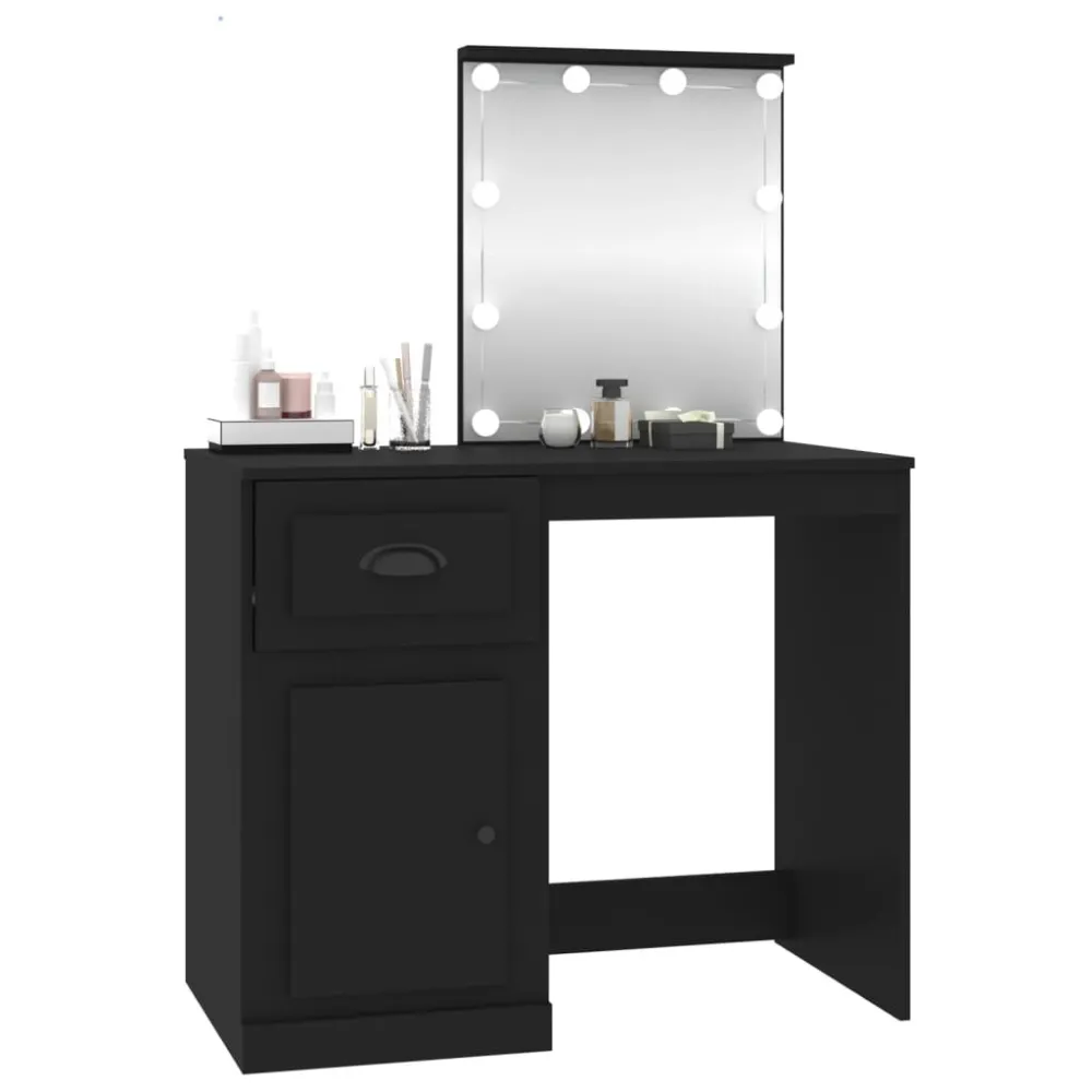 Projetor de Jardim Toucador com luz LED 90x50x132,5 cm derivados de madeira preto