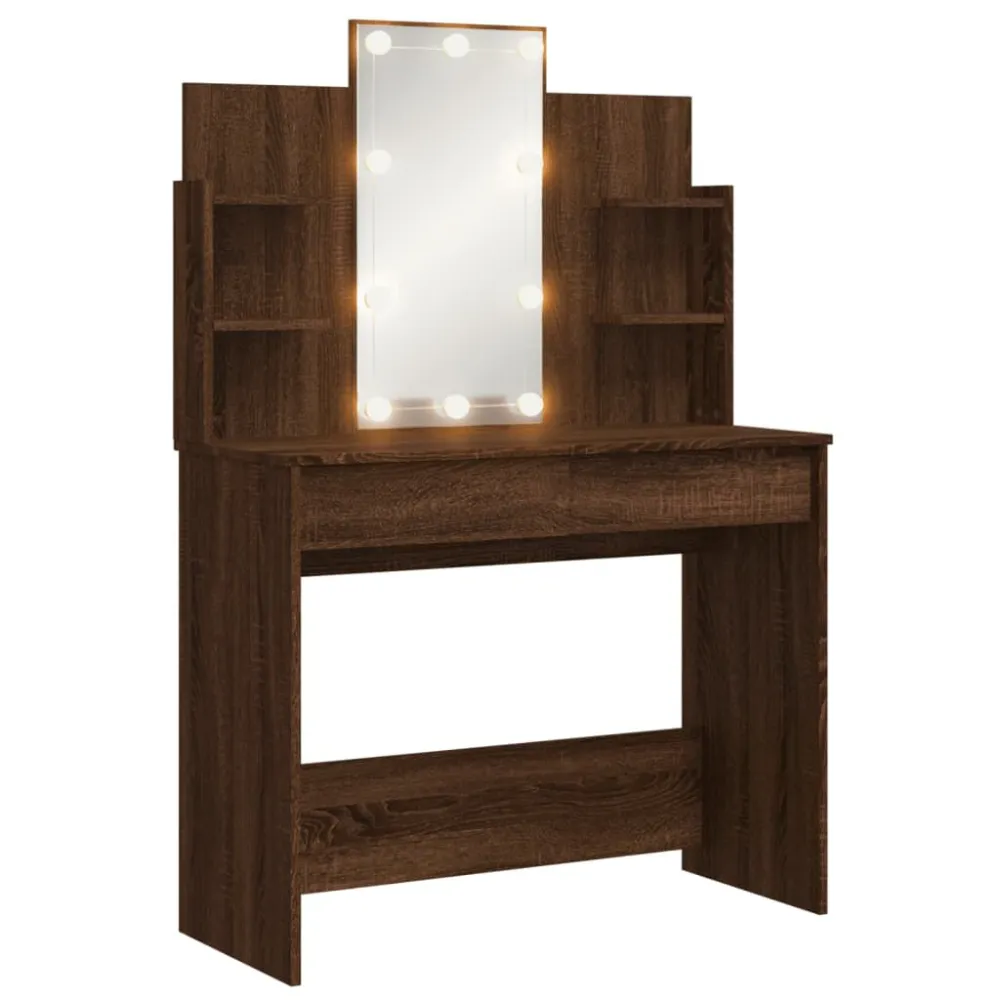 Resistente à Intempérie Toucador com luzes LED 96x40x142 cm cor carvalho castanho