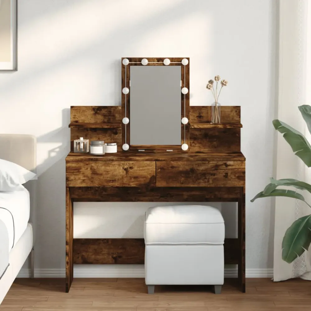 Toucador com LED 100x40x130 cm carvalho fumado Cor Branca Fria 6000K